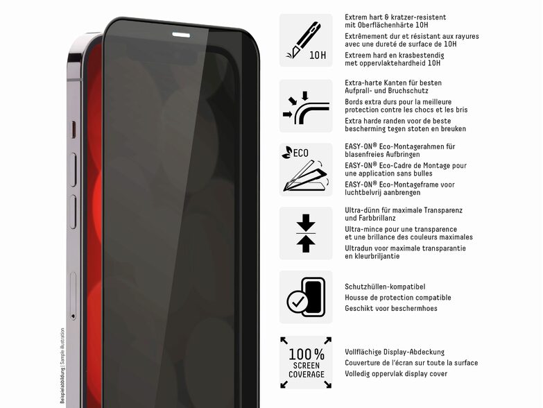 Displex Privacy Panzerglas, Displayschutz für iPhone 14 Pro, 10H, Glas