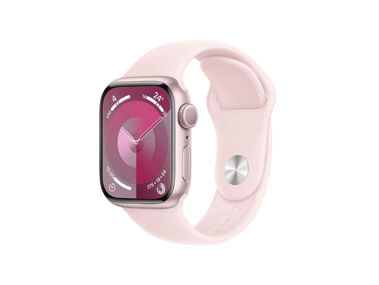 Apple Watch Series 9, GPS & Cell., 41 mm, Alu. rosé, Sportarmband hellrosa, M/L
