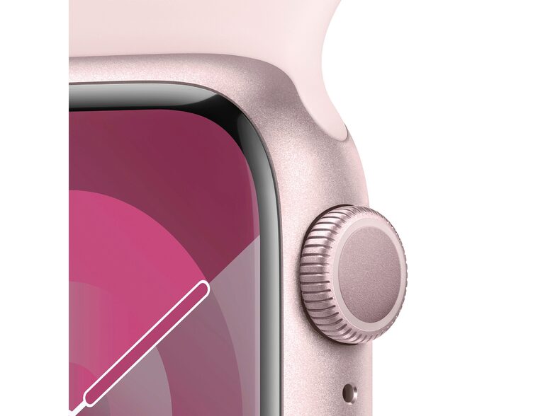 Apple Watch Series 9, GPS & Cell., 41 mm, Alu. rosé, Sportarmband hellrosa, M/L