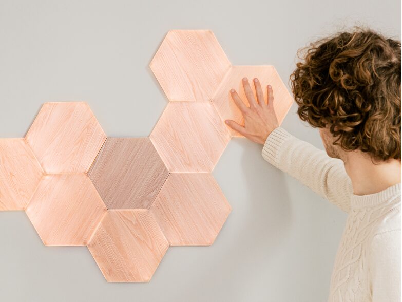 Nanoleaf Elements Wood Look Hexagons, LED-Lichtpaneele, StarterKit, 13-teilig
