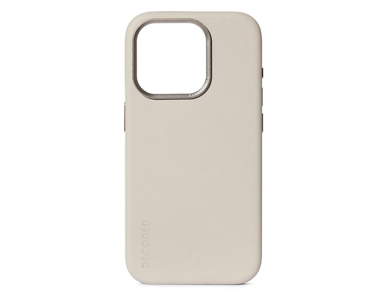 Decoded Back Cover, Leder-Schutzhülle für iPhone 15 Pro, MagSafe, tongrau