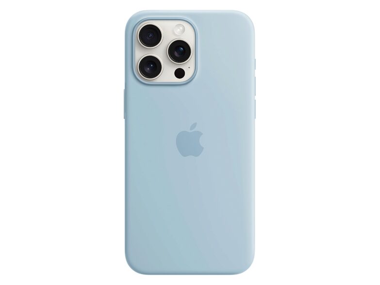 Apple iPhone Silikon Case mit MagSafe, für iPhone 15 Pro Max, hellblau