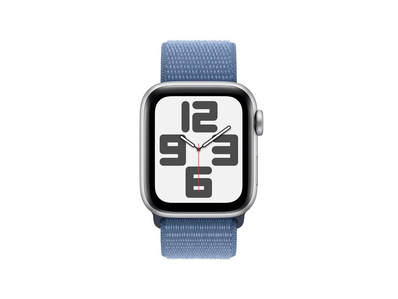 Apple Watch SE (2023), 40 mm, Aluminium silber, Sport Loop winterblau