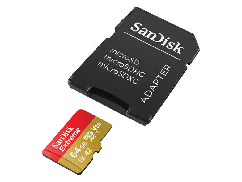 SanDisk Extreme, microSDXC Karte, A2, 64 GB, inkl. SD Adapter