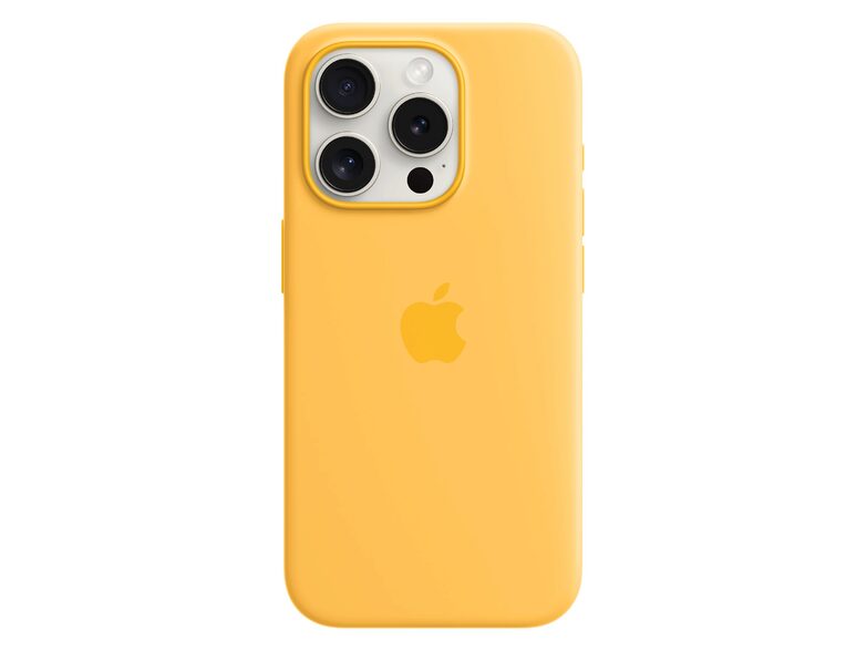 Apple iPhone Silikon Case mit MagSafe, für iPhone 15 Pro, warmgelb