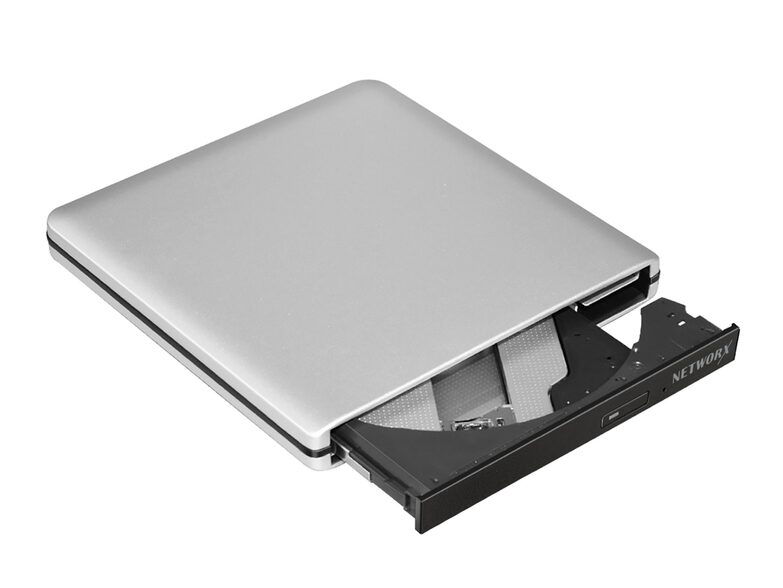 Networx Externer DVD-Brenner, USB-A/USB-C, silber