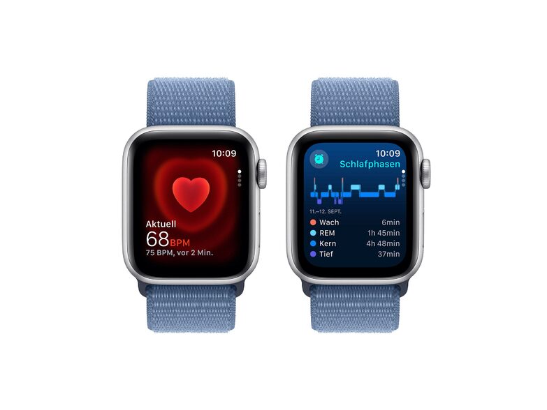 Apple Watch SE (2023), GPS & Cell., 40 mm, Alu. silber, Sport Loop winterblau