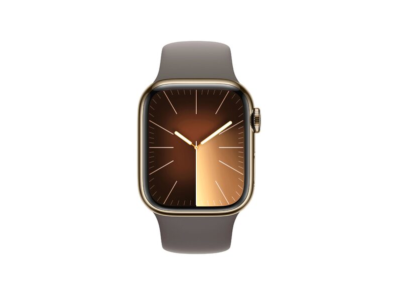 Apple Watch Series 9, GPS & Cell., 41mm, Edelstahl gold, Sportb. tonbraun, S/M