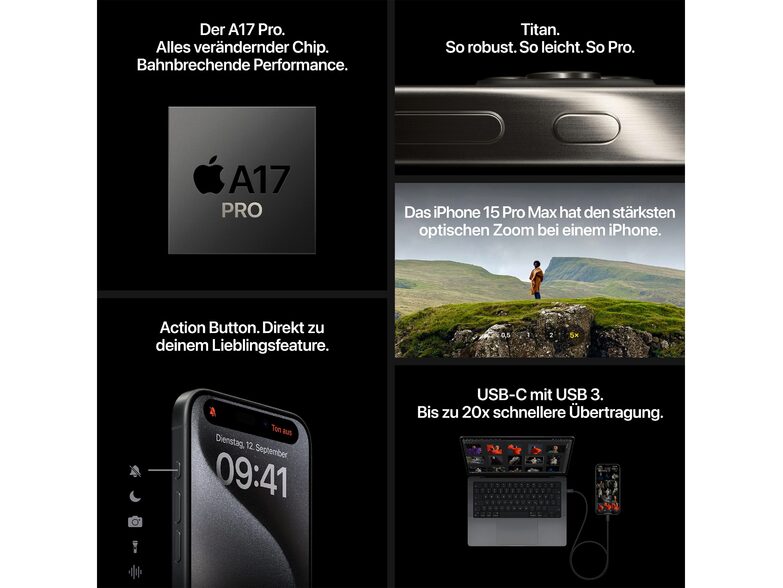 Apple iPhone 15 Pro, 1 TB, Titan natural