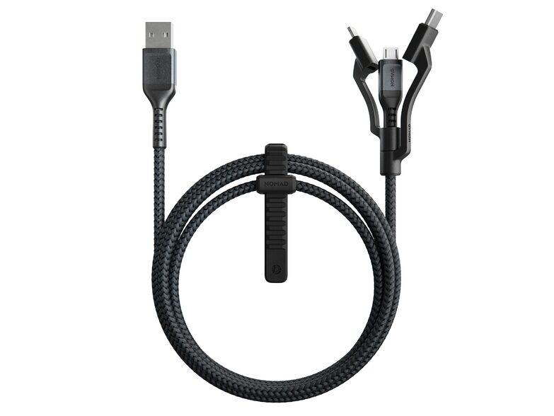 Nomad Rugged Universal Kabel, 1,5 m, USB-C/Mikro-USB/Lightning, schwarz