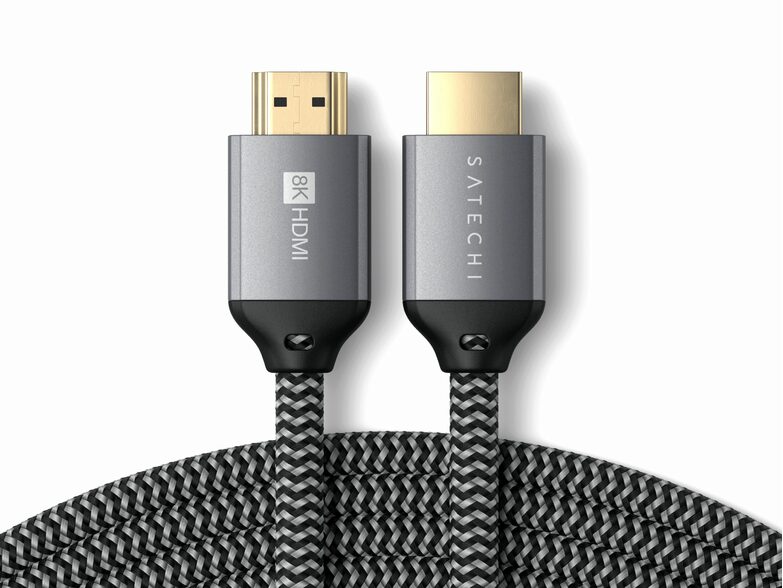Satechi 8K ULTRA HD HDMI 2.1 Kabel, stoffummantelt, 2 m, schwarz/grau