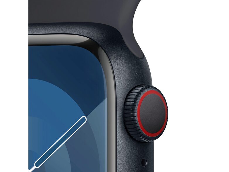 Apple Watch Series 9, Cell., 41 mm, Alu. mitternacht, Sportb. mitternacht, S/M