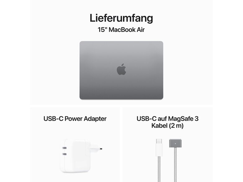 Apple MacBook Air Ret. 15", M3 8C CPU, 8 GB RAM, 256 GB SSD, space grau