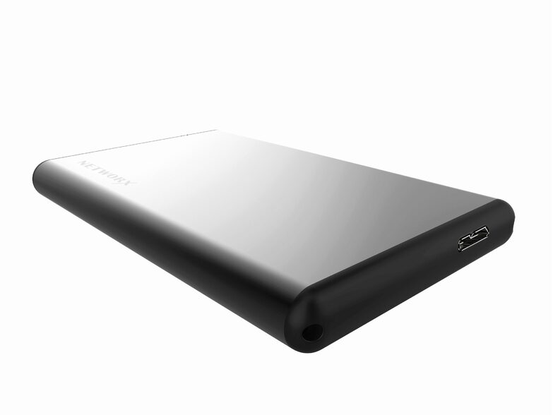 Networx 2,5“-HDD-Festplattengehäuse, f. 6,35 cm (2,5"), USB 3.0, SATA II, grau