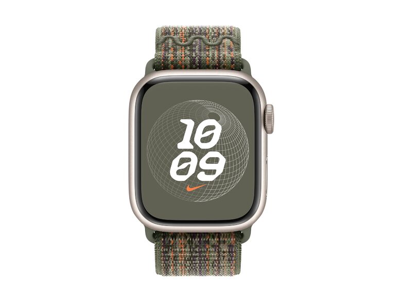 Apple Nike Sport Loop, für Apple Watch 41 mm, Nylon, sequoia/orange