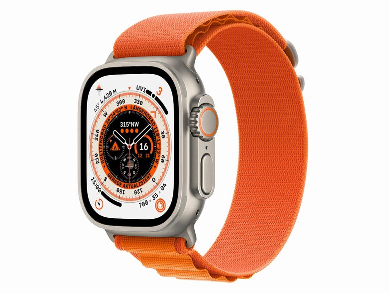 Apple Watch Ultra, GPS & Cellular, 49 mm, Titangehäuse, Alpine Loop orange M