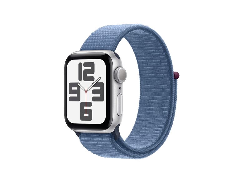 Apple Watch SE (2023), 40 mm, Aluminium silber, Sport Loop winterblau