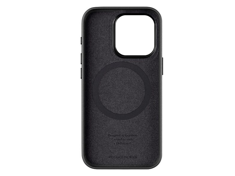Woodcessories Bio Leather Case, Lederschutzhülle für iPhone 15 Pro Max, schwarz