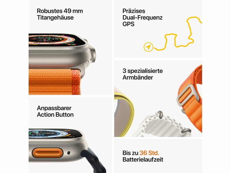 Apple Watch Ultra, GPS & Cell., 49 mm, Titangehäuse, Ocean Armband, mitternacht