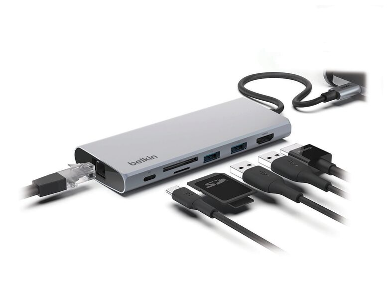 Belkin Connect USB-C-7-in-1-Multiport-Adapter, HDMI/Ethernet/Micro SD, grau
