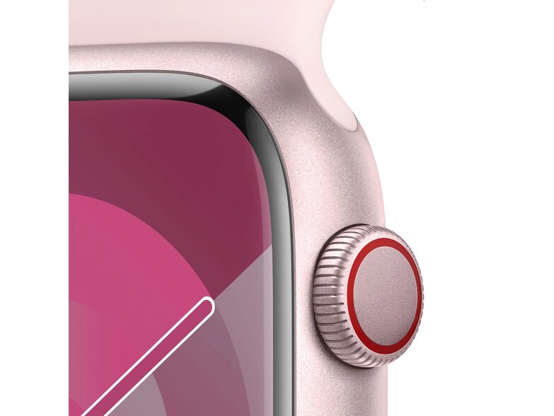 Apple Watch Series 9, GPS & Cell., 45mm, Alu. rosé, Sportb. hellrosa, S/M