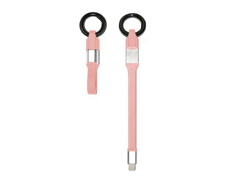 Networx Lightning Tiny-Kabel, USB auf Lightning, Schlüsselring, 11,5 cm, rosa