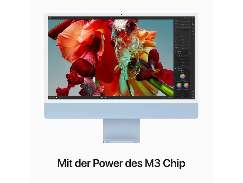 Apple iMac 24", M3 8-Core CPU, 8-Core GPU, 8 GB RAM, 256 GB SSD, blau
