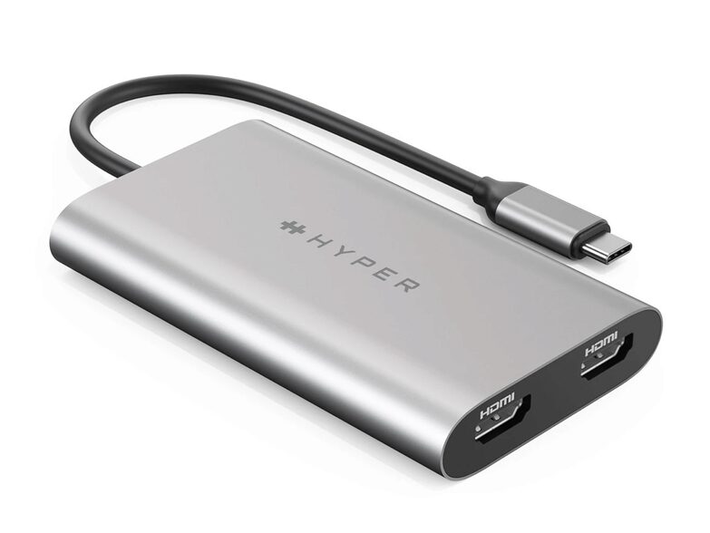 Hyper HyperDrive Dual 4K HDMI Adapter, für MacBook Air/Pro, HDMI/USB-C, grau