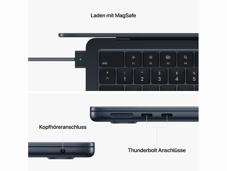 Apple MacBook Air Ret. 13", M2 8C CPU, 8 GB RAM, 512 GB SSD, mitternacht