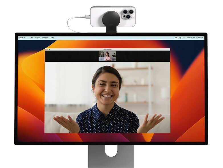 Belkin iPhone-Halter mit MagSafe für Mac-Desktop, flexibel verstellbar, schwarz