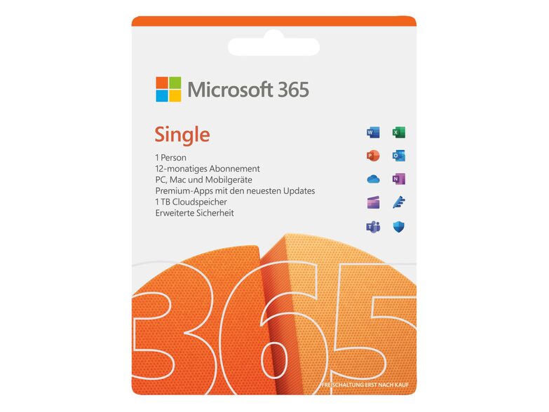 Microsoft Office 365 Single, 1-Jahres-Software-Lizenz, Key Card