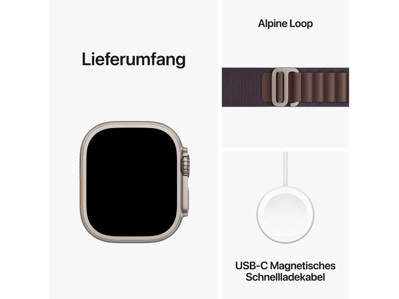 Apple Watch Ultra 2, GPS & Cellular, 49 mm, Titangehäuse, Alpine Loop indigo, S