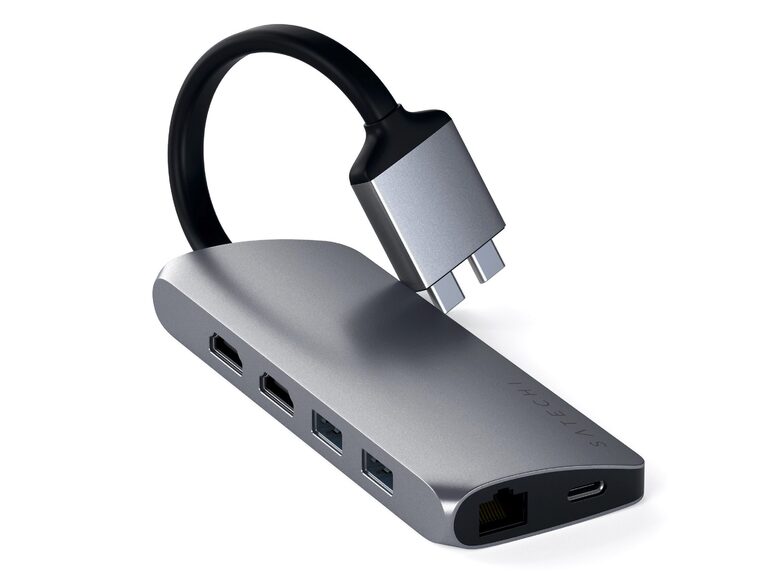 Satechi Type-C Dual Multimedia Adapter, HDMI/Kartenslot/USB-3.0, space grau
