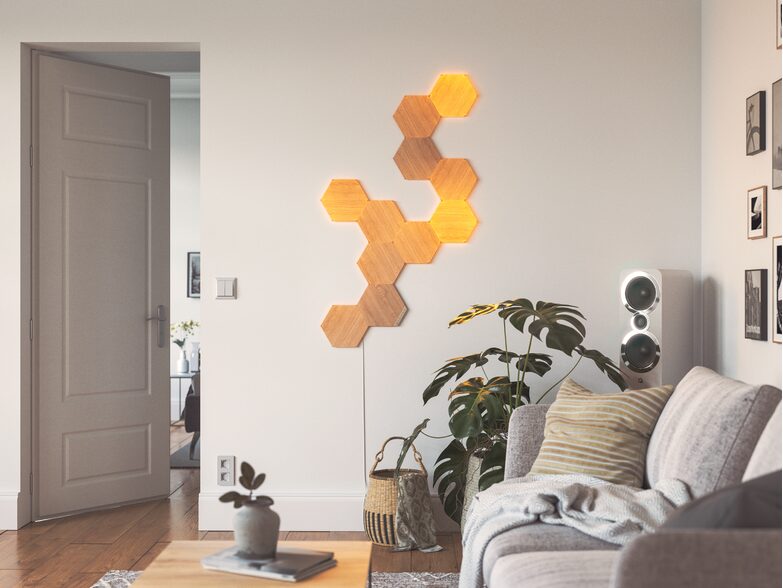 Nanoleaf Elements Wood Look Hexagons, LED-Lichtpaneele, Erweiterung, 3-teilig