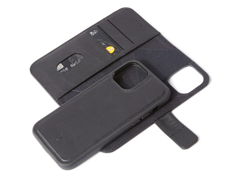 Decoded Detachable Wallet, Leder-Schutzhülle für iPhone 12/12 Pro, schwarz