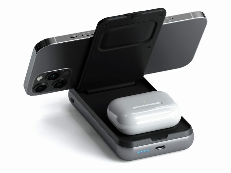 Satechi Duo Wireless Charger Power Stand, Duo-Ladegerät, schwarz/grau