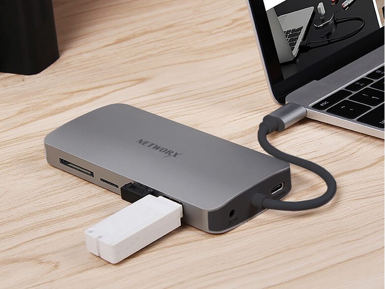 Networx USB-C Hub, Multiadapter für MacBook, space grau