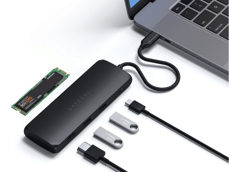 Satechi USB-C Hybrid Multiport Adapter, USB-C/USB-3.1/HDMI, schwarz