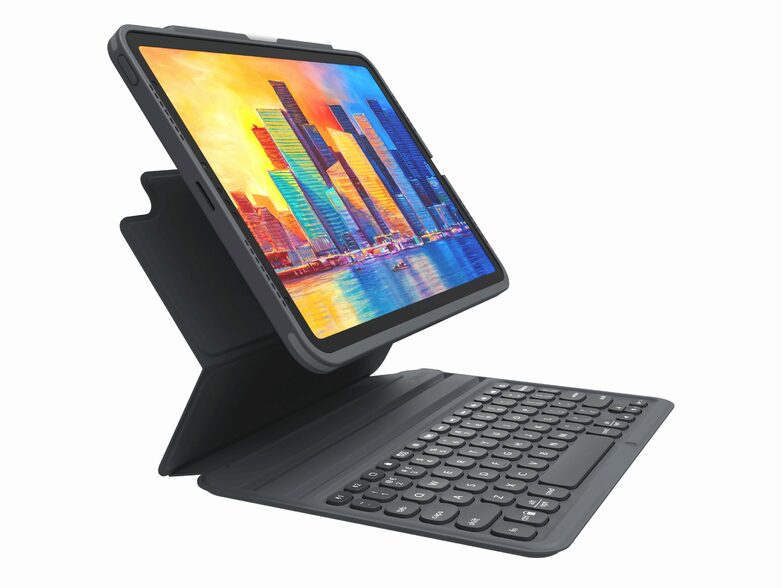 ZAGG Pro Keys, Tastatur-Case für iPad Pro 12,9" (3.-5. Gen.), deutsch, grau
