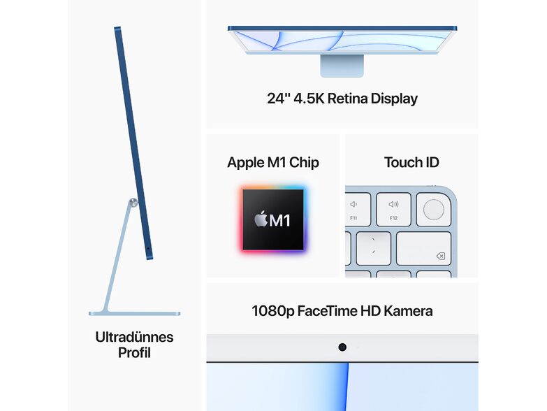 Apple iMac 24" (2021), M1 8-Core CPU, 8-Core GPU, 8 GB RAM, 256 GB SSD, rose