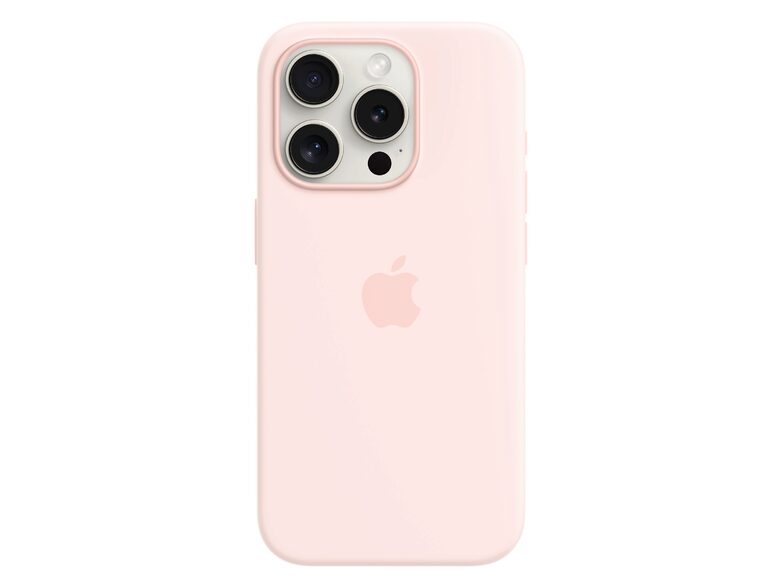 Apple iPhone Silikon Case mit MagSafe, für iPhone 15 Pro, hellrosa