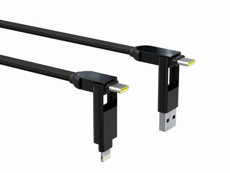 Rolling Square inCharge XL 30 cm, Ladekabel, USB/ Mikro-USB/ Lightning, schwarz