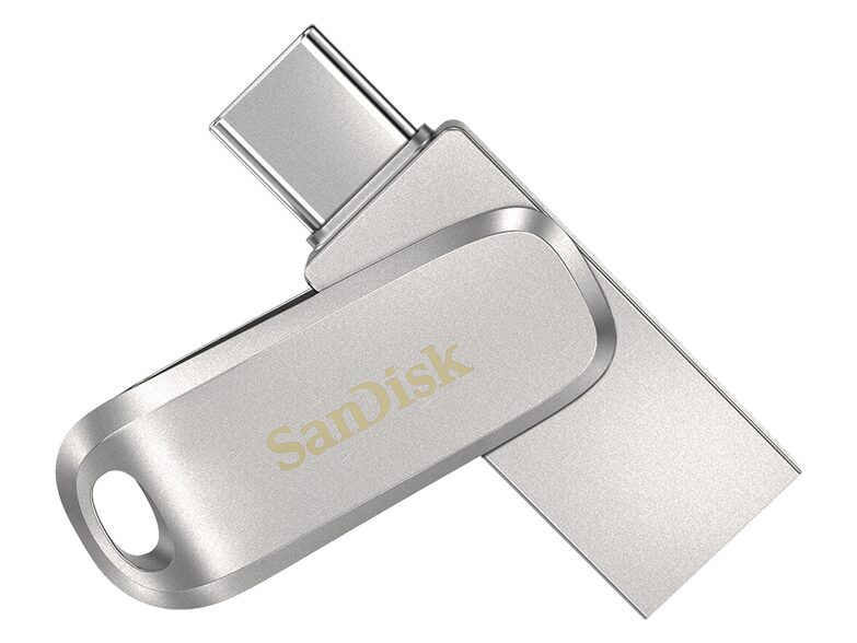 SanDisk Ultra Dual Drive Luxe, 64 GB Flash-Laufwerk, USB-C/USB-A 3.1, silber