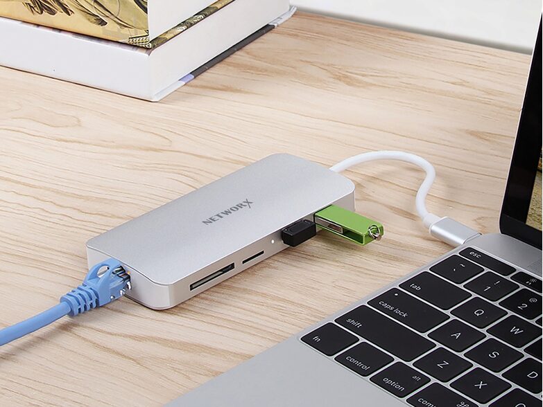 Networx USB-C Hub, Multiadapter für MacBook, silber