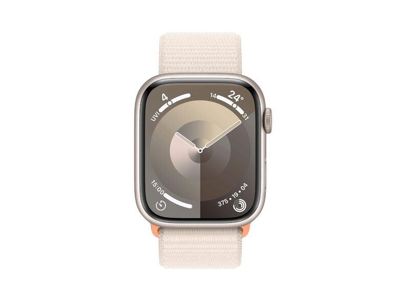 Apple Watch Series 9, Cellular, 45 mm, Alu. polarstern, Sport Loop polarstern