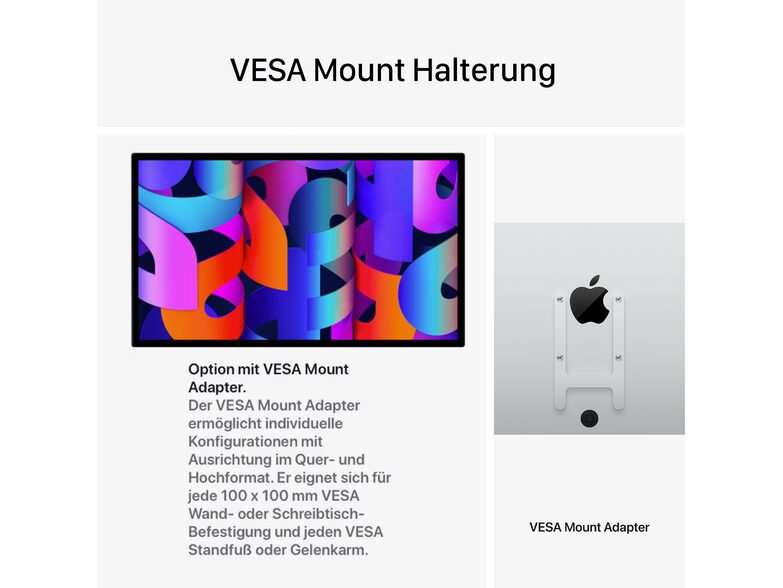 Apple Studio Display 27", Nanotexturglas, VESA Mount Halterung