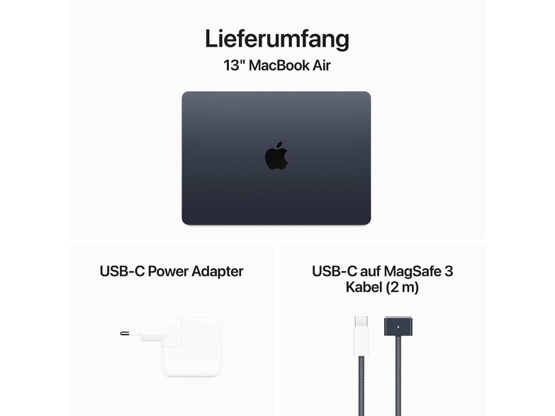 Apple MacBook Air Ret. 13", M3 8C CPU, 8 GB RAM, 256 GB SSD, mitternacht