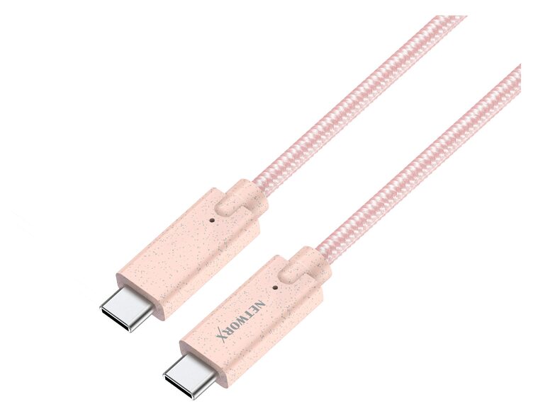 Networx Daten- und Ladekabel, USB-C auf USB-C, 1 m, rose