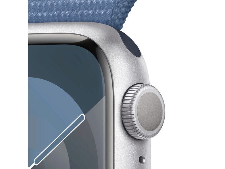 Apple Watch Series 9, 41mm, Aluminium silber, Sport Loop winterblau