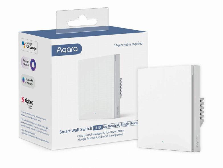 Aqara Smart Wall Switch H1, ohne Neutralleiter, Einzelschalter, HomeKit, weiß